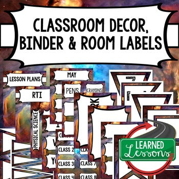 SECONDARY CLASSROOM DECOR, BINDER LABELS, Space Purple - preview 1