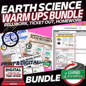 Earth Science Warm-Ups & Bell Ringers Bundle | NGSS Daily Review Activities - preview 1