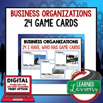 Business Organizations GAME CARDS, Test Prep, Economics Activity - preview 1