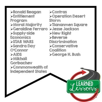 Conservative Reagan and Bush Word Wall US History Word Wall - preview 2