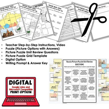 Russia Activity Picture Puzzle, Test Prep, Unit Review, Study Guide - preview 2