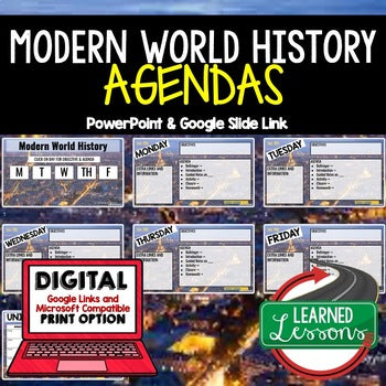 Modern World History Agenda PowerPoint & Google Slides Agenda World History - preview 1