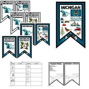 Michigan History Word Wall, State Profile, Michigan Activities US History Poster - preview 2