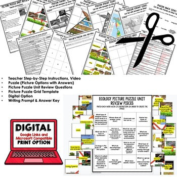 Ecology Activity Picture Puzzle Life Science Activity Vocabulary Review - preview 3
