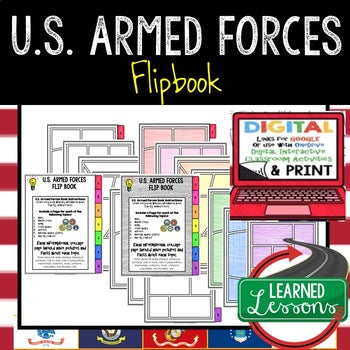 Veterans Day Activity, U.S. Armed Forces Flip Book, Print and Digital - preview 1