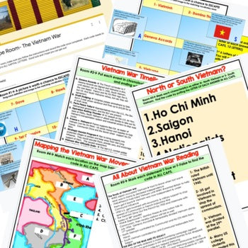 Vietnam War Digital Escape Room, Breakout Room, Activity Pages No Prep - preview 2