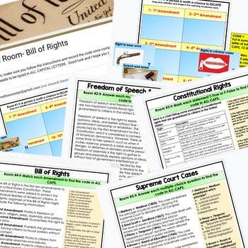 Bill of Rights Digital Escape Room, Breakout Room Activity Pages No Prep - preview 2