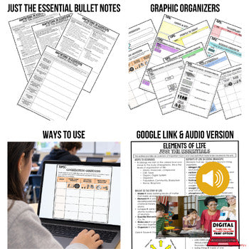 Adaptations Outline Notes, Adaptations Bullet Notes, Life Science Curriculum - preview 2
