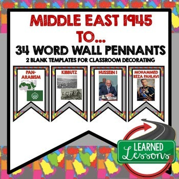 Middle East After WWII Word Wall Pennants World History Word Wall - preview 1