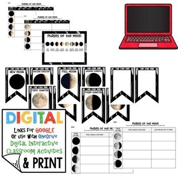 Phases of the Moon Anchor Charts, Moon Posters Moon Word Wall, Activity Pages - preview 2