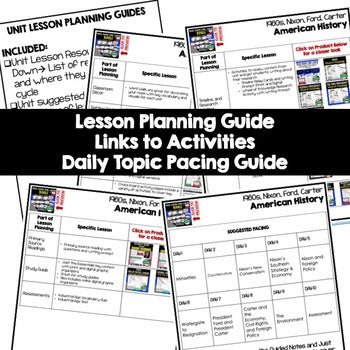 Nixon, Ford, Carter Lesson Plan Guide, American History BACK TO SCHOOL - preview 2