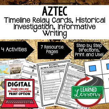 Aztec Timeline & Writing Activities Google Link World History - preview 1