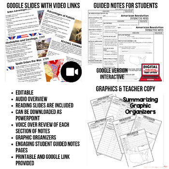 American Revolution Guided Notes & PowerPoints History, Flipped Classroom - preview 2