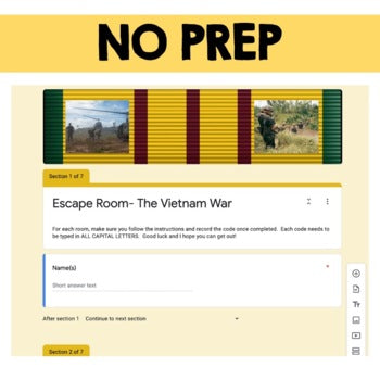 Vietnam War Digital Escape Room, Breakout Room, Activity Pages No Prep - preview 4