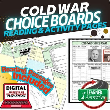 Cold War Activities, Cold War Choice Board, Print, Digital, and Google - preview 1