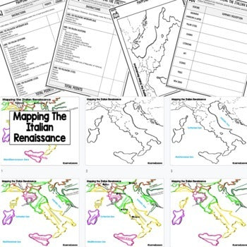 Renaissance Mapping Activity, Mapping Italian Renaissance PRINT & DIGITAL - preview 2