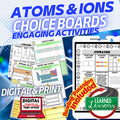 Atoms Choice Board, Atoms Activities, Earth Science Choice Boards - preview 1