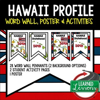 Hawaii History Word Wall, State Profile, Hawaii Activities US History Posters - preview 1