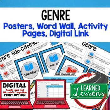 GENRE Anchor Charts, Posters, Word Wall, Scavenger Hunt Pages Genre Activity - preview 1