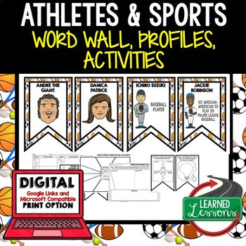Athletes & Sports  Figures Word Wall, Profiles Activity, Google Link - preview 1