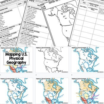 U.S. Physical Geography Mapping Activity Physical Geography U.S. PRINT  DIGITAL - preview 2