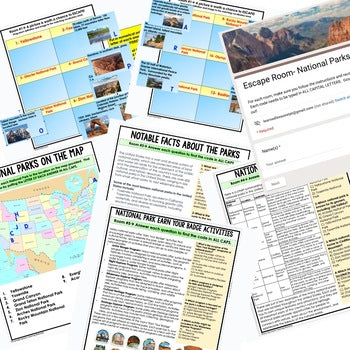 National Parks Digital Escape Room, Breakout Room, Activity Pages No Prep - preview 2