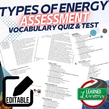 Types of Energy Assessments, Test, Quiz, Physical Science Assessments - preview 1