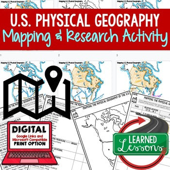 U.S. Physical Geography Mapping Activity Physical Geography U.S. PRINT  DIGITAL - preview 1