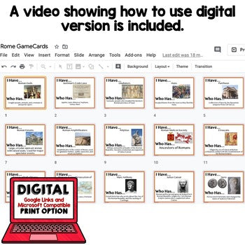 Ancient Rome Game Cards, Test Prep, Print, Digital Google - preview 2