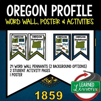 Oregon History Word Wall, State Profile, Oregon Activities US History Posters - preview 1