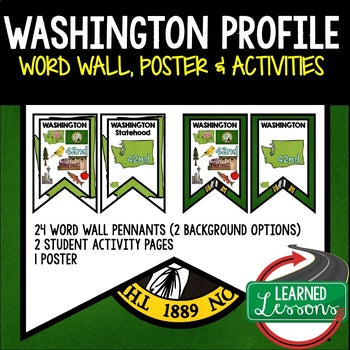 Washington History Word Wall State Profile Washington Activity Washington Poster - preview 1