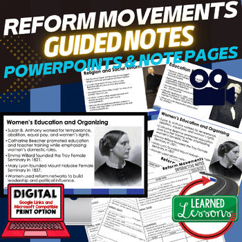 Reform Movements Guided Notes & PowerPoints American History Google - preview 1