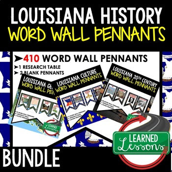 Louisiana Government Word Wall Pennants, Louisiana History Word Wall - preview 2