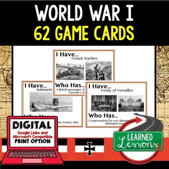 World War I Game Cards, Test Prep, Print & Digital Learning, Google - preview 1