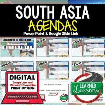 South Asia Agenda PowerPoint & Google Slides World Geography Agenda - preview 1
