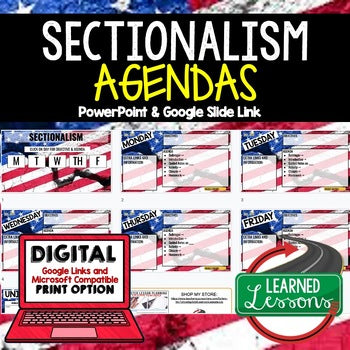 Sectionalism Agenda PowerPoint & Google Slides, American History Agenda - preview 1