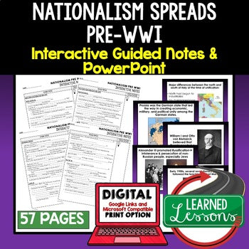 Nationalism Pre WWI Guided Notes PowerPoints, Digital Learning, Google, & Print - preview 1