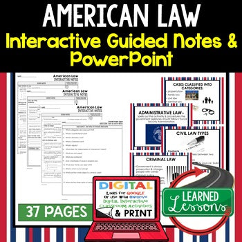 American Law Guided Notes and PowerPoint, Google & Print - preview 1