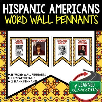 Hispanic History Word Wall Pennants (Hispanic Heritage Month) US History - preview 1