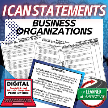 Business Organizations I Can Statements & Posters Self-Assessment Economics - preview 1