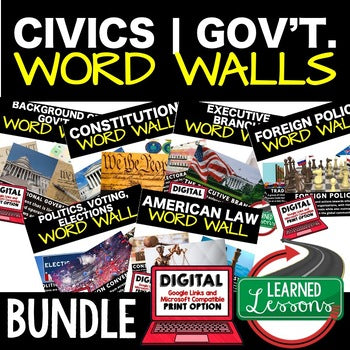 Government Word Wall | Civics Vocabulary Activities | Background of Government - preview 4