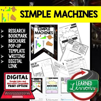 Simple Machines Activity Bookmark Brochure, Writing & Google Link - preview 1