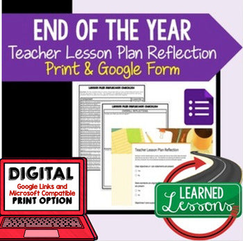 Teacher Lesson Plan Reflection | Print & Google Forms | Teacher Evaluation - preview 1