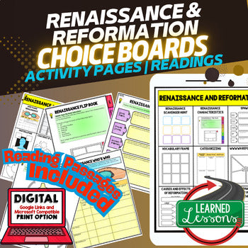 World History Renaissance & Reformation Choice Board Activities | Google - preview 1