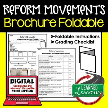 Reform Movement Activity, Reform Movement Foldable - preview 1