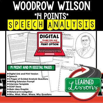 Woodrow Wilson 14 Points Speech Analysis & Writing Activity - preview 1