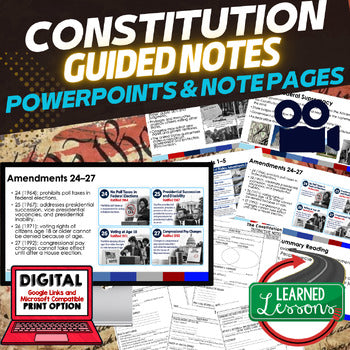 Constitution Guided Notes & PowerPoints, Flipped Classroom, Google Option - preview 1