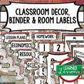 SECONDARY CLASSROOM DECOR, BINDER LABELS, World Map, Globe - preview 1