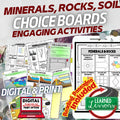 Minerals, Rocks, Soil Activities Minerals Choice Board, Earth Science Activities - preview 1