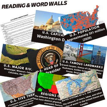 United States & Canada Word Wall Activity Pages World Geography Word Wall - preview 2